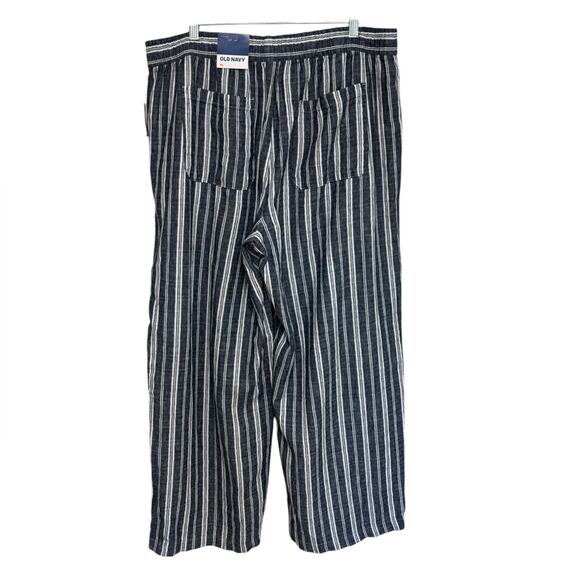 NWT Old Navy High Waisted Striped Wide Leg Linen Cotton Pants - Size XL - Picture 3 of 9